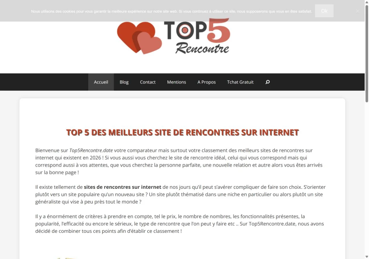 Aperçu de la page d’accueil de top5rencontre.date